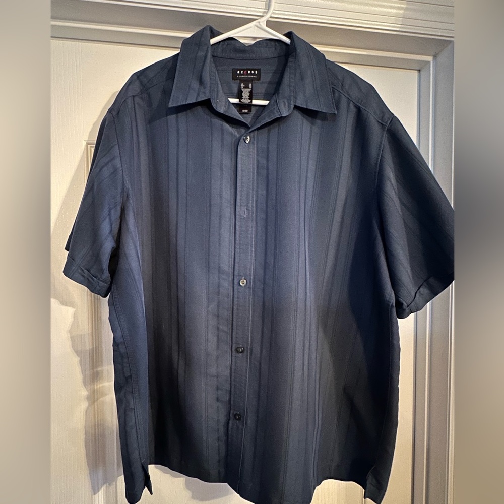 Access nice blue button-down collard  shirt
